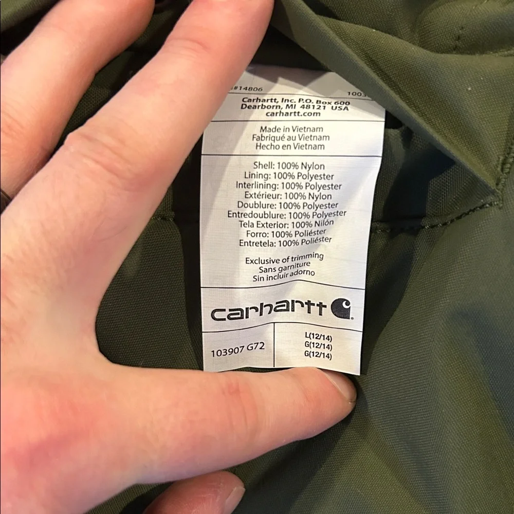 Vintage Women’s Carhartt Olive Quilted Vest with Sherpa Lining - Picture 2 of 5